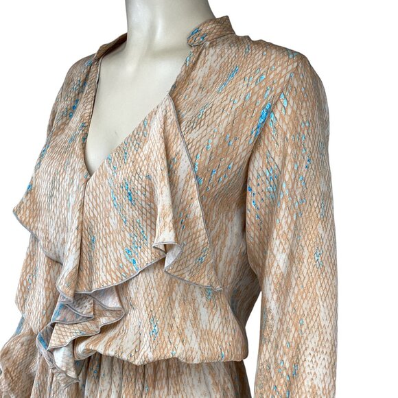 Karina Grimaldi Revolve Silk Dress Size XS Xsmall Ruffle Long Sleeve Wrap‎ - Picture 3 of 7